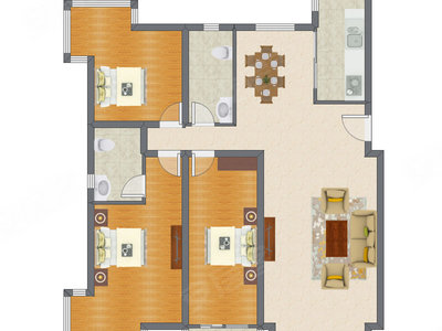 3室2厅 144.36平米