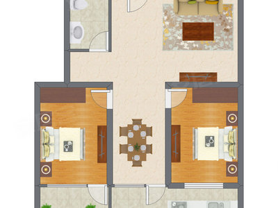 2室2厅 94.47平米户型图