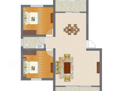 2室2厅 93.34平米户型图