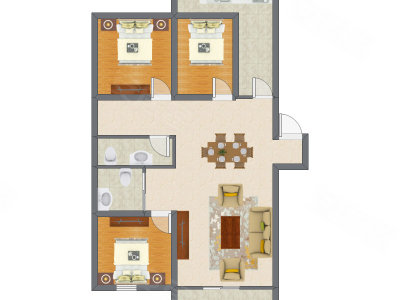 3室2厅 79.48平米户型图