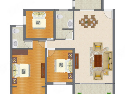 3室2厅 135.52平米