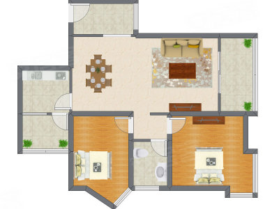 2室2厅 90.95平米