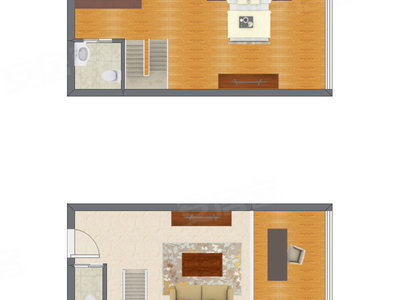 2室1厅 53.75平米户型图