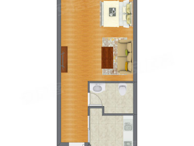 1室0厅 60.80平米户型图