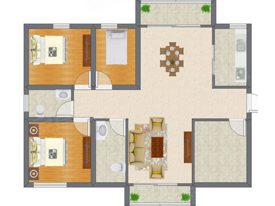 3室2厅 94.71平米户型图