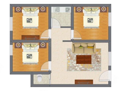 3室2厅 69.46平米户型图