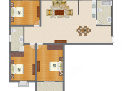 3室2厅 128.85平米