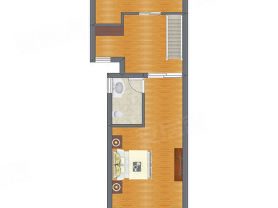 1室1厅 52.66平米户型图