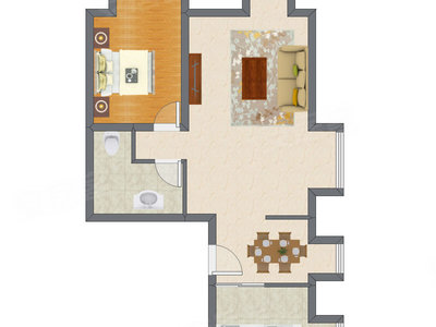 1室2厅 92.98平米户型图