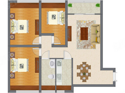 3室2厅 78.00平米