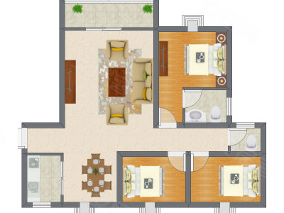 3室1厅 119.65平米