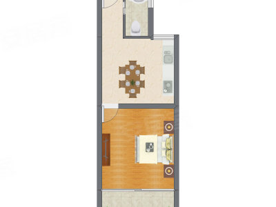 1室1厅 55.62平米户型图