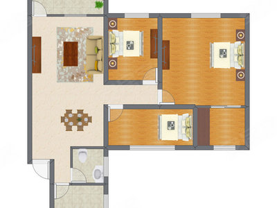 3室2厅 89.35平米