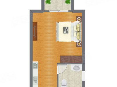 1室0厅 29.15平米户型图