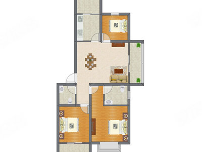 3室1厅 76.76平米