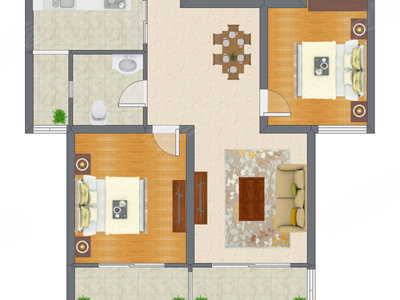 2室2厅 99.72平米户型图