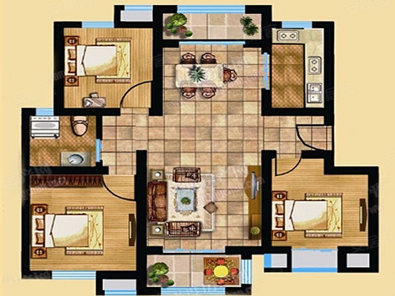 平度上海花园3室2厅1卫102㎡南北67万