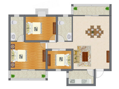3室1厅 78.58平米