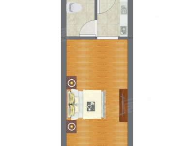 1室0厅 37.86平米户型图