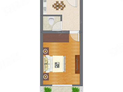 1室1厅 32.21平米户型图