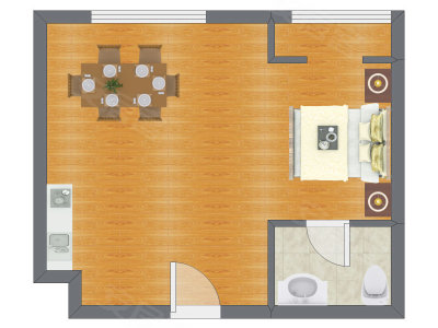 1室0厅 32.85平米户型图