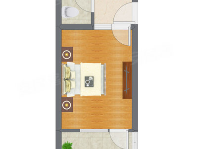 1室1厅 29.60平米户型图