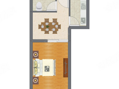 1室1厅 42.20平米户型图