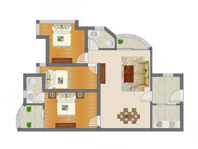 3室2厅 87.51平米
