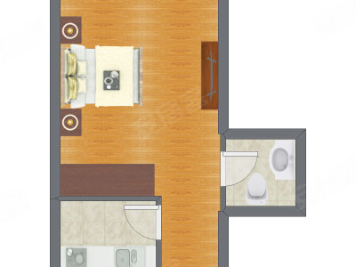 1室0厅 38.87平米户型图