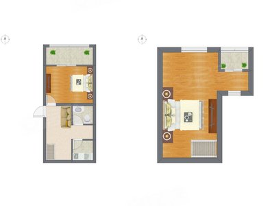 2室1厅 33.55平米