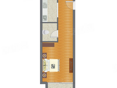 1室0厅 52.19平米户型图