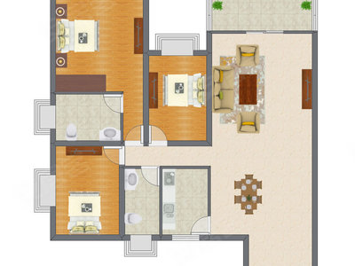 3室2厅 122.98平米户型图