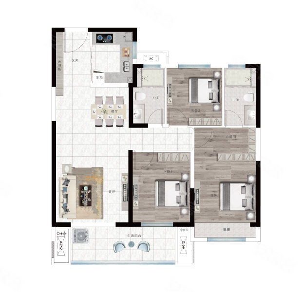 昌建汇丰铂悦府(新房)3室2厅2卫110㎡南121万