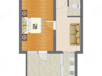 1室1厅 35.50平米