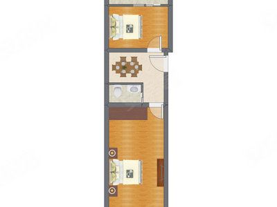 2室1厅 60.73平米