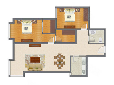 2室2厅 134.46平米户型图