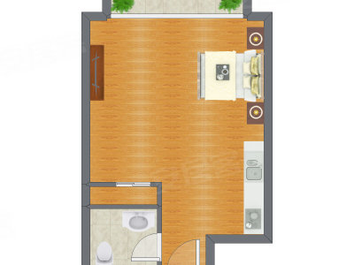 1室0厅 60.41平米户型图
