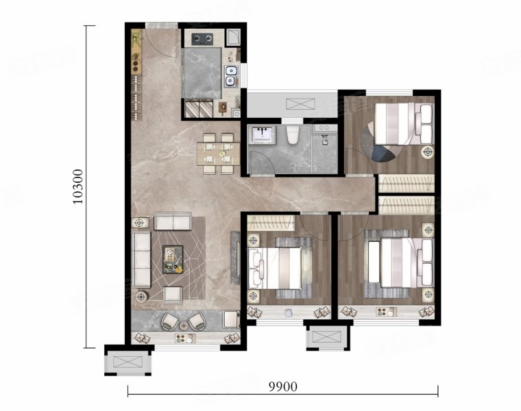 龙湖改善小区小三室,龙湖·天璞二手房,88万,3室2厅,1卫,98平米-兰州