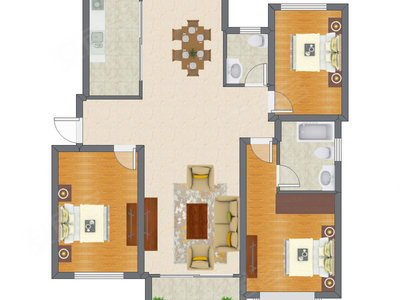3室2厅 138.94平米户型图