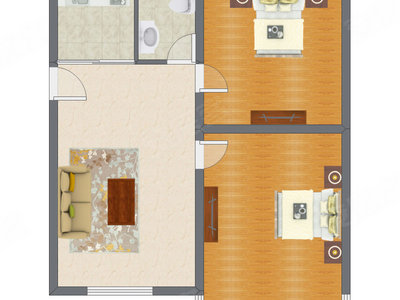 2室1厅 70.47平米
