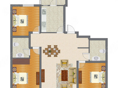 3室2厅 146.12平米