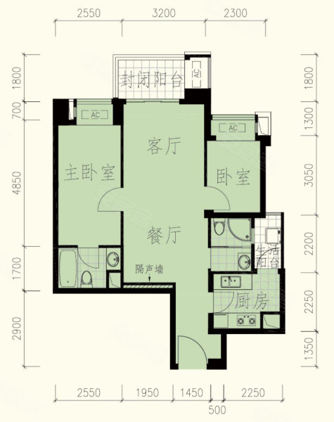 御峰誉都2室2厅2卫81㎡南91万