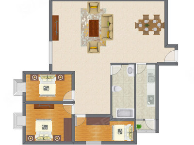 3室1厅 95.44平米