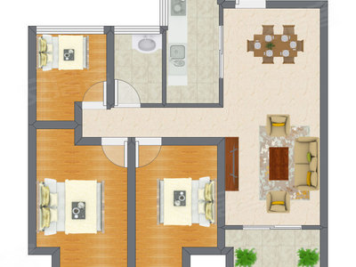 3室2厅 101.44平米户型图