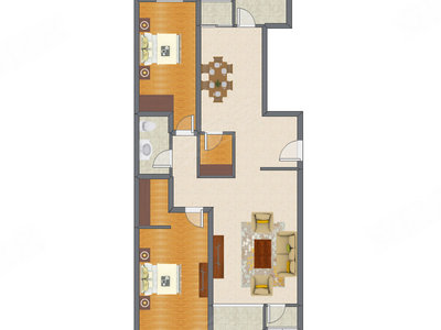 2室2厅 138.80平米户型图