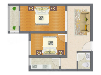 2室1厅 67.70平米