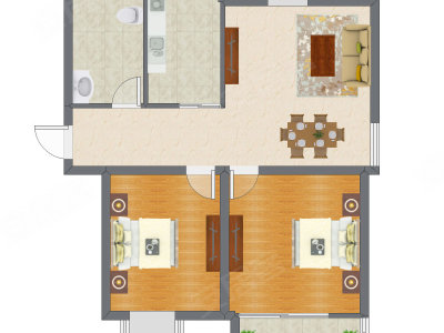 2室2厅 91.24平米
