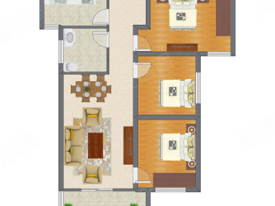 3室2厅 98.39平米户型图