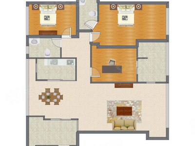 3室2厅 157.00平米户型图