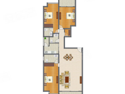 3室2厅 186.72平米户型图